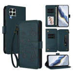 Portafoglio multi-carta con cerniera e motivo farfalla, amore e fiore, custodia per telefono in pelle, For Samsung Galaxy M53 5G, For Samsung Galaxy M33 5G