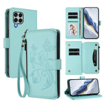 Portafoglio multi-carta con cerniera e motivo farfalla, amore e fiore, custodia per telefono in pelle, For Samsung Galaxy M53 5G, For Samsung Galaxy M33 5G
