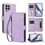 Portafoglio multi-carta con cerniera e motivo farfalla, amore e fiore, custodia per telefono in pelle, For Samsung Galaxy M53 5G, For Samsung Galaxy M33 5G
