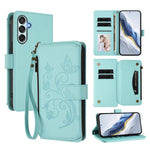 Portafoglio multi-carta con cerniera e motivo farfalla, amore e fiore, custodia per telefono in pelle, For Samsung Galaxy M15 5G / F15 5G, For Samsung Galaxy XCover7 5G, For Samsung Galaxy M34 5G / F34 5G