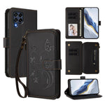 Portafoglio multi-carta con cerniera e motivo farfalla, amore e fiore, custodia per telefono in pelle, For Samsung Galaxy M53 5G, For Samsung Galaxy M33 5G