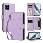 Portafoglio multi-carta con cerniera e motivo farfalla, amore e fiore, custodia per telefono in pelle, For Samsung Galaxy M53 5G, For Samsung Galaxy M33 5G
