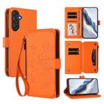 Portafoglio multi-carta con cerniera e motivo farfalla, amore e fiore, custodia per telefono in pelle, For Samsung Galaxy M35 5G, For Samsung Galaxy M55 / C55, For Samsung Galaxy XCover7 Pro