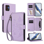 Portafoglio multi-carta con cerniera e motivo farfalla, amore e fiore, custodia per telefono in pelle, For Samsung Galaxy M35 5G, For Samsung Galaxy M55 / C55, For Samsung Galaxy XCover7 Pro