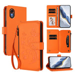 Portafoglio multi-carta con cerniera e motivo farfalla, amore e fiore, custodia per telefono in pelle, For Samsung Galaxy M15 5G / F15 5G, For Samsung Galaxy XCover7 5G, For Samsung Galaxy M34 5G / F34 5G