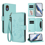 Portafoglio multi-carta con cerniera e motivo farfalla, amore e fiore, custodia per telefono in pelle, For Samsung Galaxy M15 5G / F15 5G, For Samsung Galaxy XCover7 5G, For Samsung Galaxy M34 5G / F34 5G