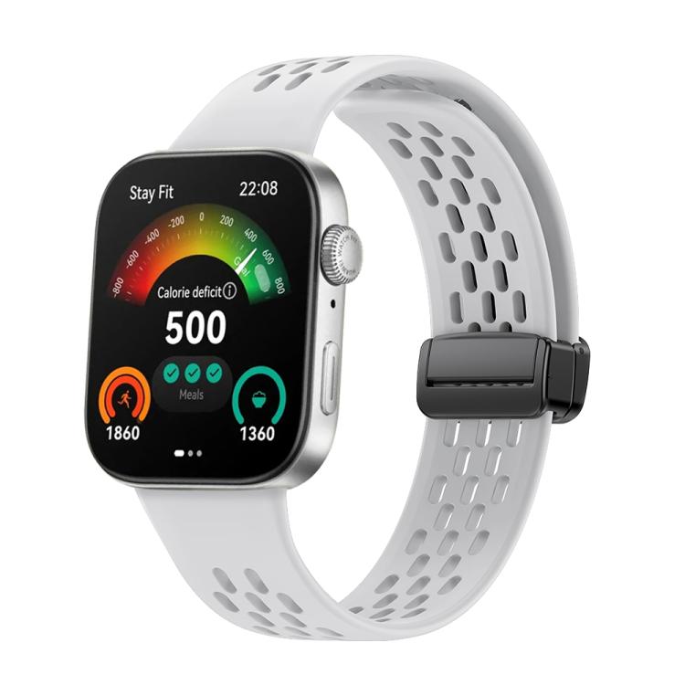 Cinturino per orologio in silicone nero con fibbia magnetica stile foro xDfind, For Huawei Watch Fit4 Pro / Fit4 / Fit3