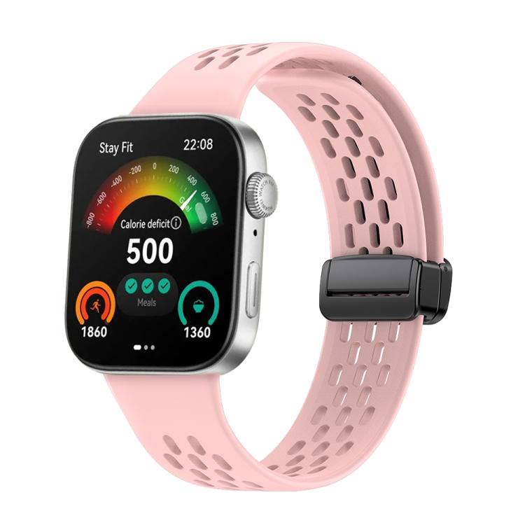Cinturino per orologio in silicone nero con fibbia magnetica stile foro xDfind, For Huawei Watch Fit4 Pro / Fit4 / Fit3