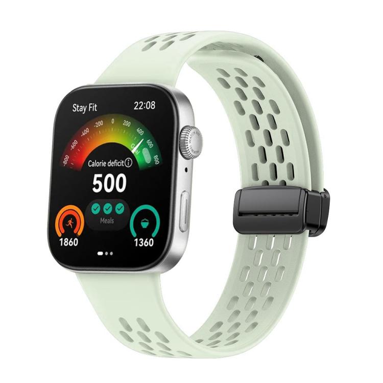 Cinturino per orologio in silicone nero con fibbia magnetica stile foro xDfind, For Huawei Watch Fit4 Pro / Fit4 / Fit3