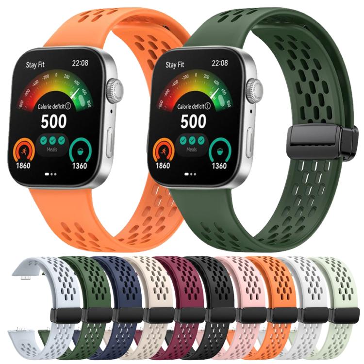 Cinturino per orologio in silicone nero con fibbia magnetica stile foro xDfind, For Huawei Watch Fit4 Pro / Fit4 / Fit3