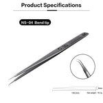 Pinzette a filo volante super resistenti con punta extra dura in acciaio inossidabile ad alta precisione serie i2C NS, NS-04 Bend Tip, NS-01 2.5 Standard, NS-03 Extra Hard Tip, NS-02 Extra Hard Type, NS-04/02/03 Set
