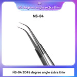 Pinzette a filo volante super resistenti con punta extra dura in acciaio inossidabile ad alta precisione serie i2C NS, NS-04 Bend Tip, NS-01 2.5 Standard, NS-03 Extra Hard Tip, NS-02 Extra Hard Type, NS-04/02/03 Set