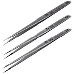 Pinzette a filo volante super resistenti con punta extra dura in acciaio inossidabile ad alta precisione serie i2C NS, NS-04 Bend Tip, NS-01 2.5 Standard, NS-03 Extra Hard Tip, NS-02 Extra Hard Type, NS-04/02/03 Set