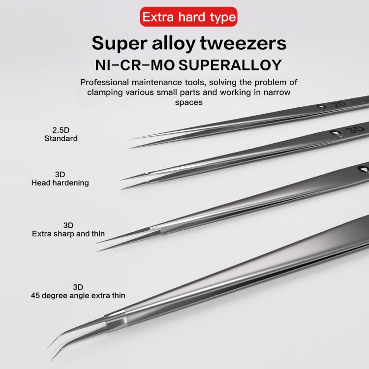Pinzette a filo volante super resistenti con punta extra dura in acciaio inossidabile ad alta precisione serie i2C NS, NS-04 Bend Tip, NS-01 2.5 Standard, NS-03 Extra Hard Tip, NS-02 Extra Hard Type, NS-04/02/03 Set