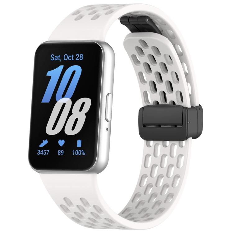 Cinturino per orologio in silicone nero con fibbia magnetica stile foro xDfind, For Galaxy Fit3