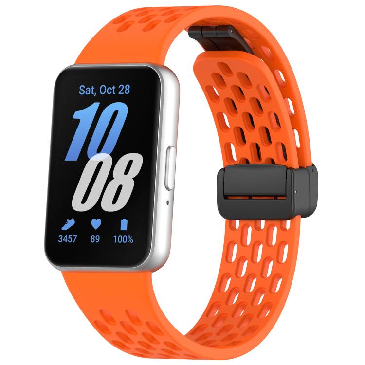 Cinturino per orologio in silicone nero con fibbia magnetica stile foro xDfind, For Galaxy Fit3