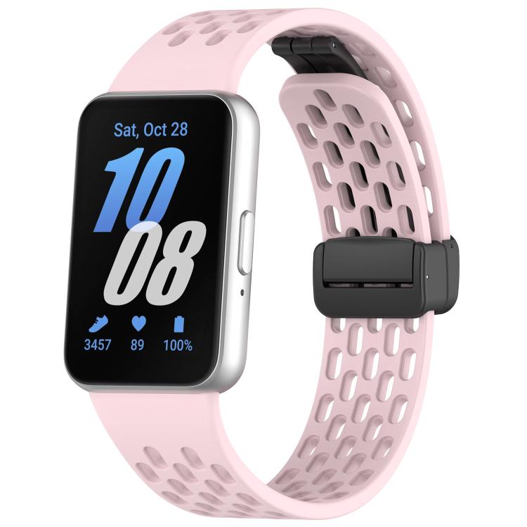 Cinturino per orologio in silicone nero con fibbia magnetica stile foro xDfind, For Galaxy Fit3
