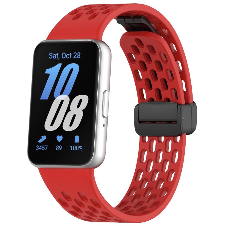 Cinturino per orologio in silicone nero con fibbia magnetica stile foro xDfind, For Galaxy Fit3
