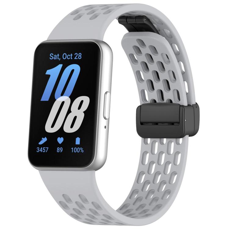 Cinturino per orologio in silicone nero con fibbia magnetica stile foro xDfind, For Galaxy Fit3