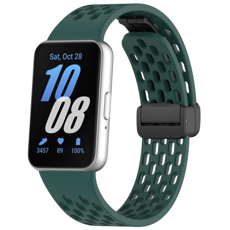 Cinturino per orologio in silicone nero con fibbia magnetica stile foro xDfind, For Galaxy Fit3