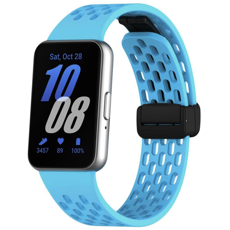 Cinturino per orologio in silicone nero con fibbia magnetica stile foro xDfind, For Galaxy Fit3