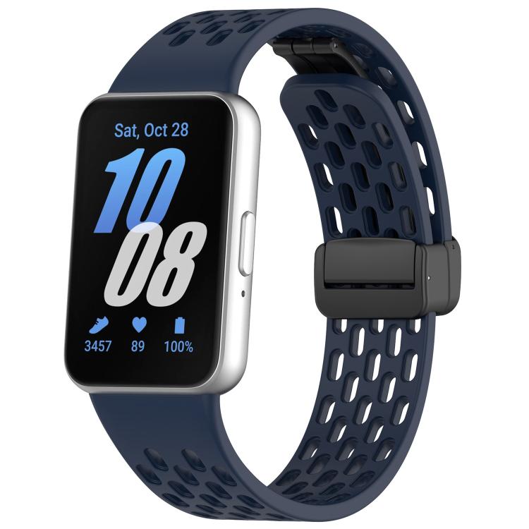 Cinturino per orologio in silicone nero con fibbia magnetica stile foro xDfind, For Galaxy Fit3