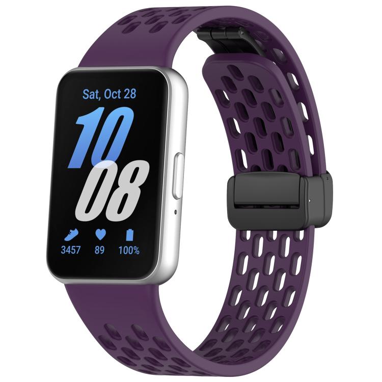 Cinturino per orologio in silicone nero con fibbia magnetica stile foro xDfind, For Galaxy Fit3