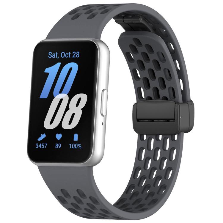 Cinturino per orologio in silicone nero con fibbia magnetica stile foro xDfind, For Galaxy Fit3