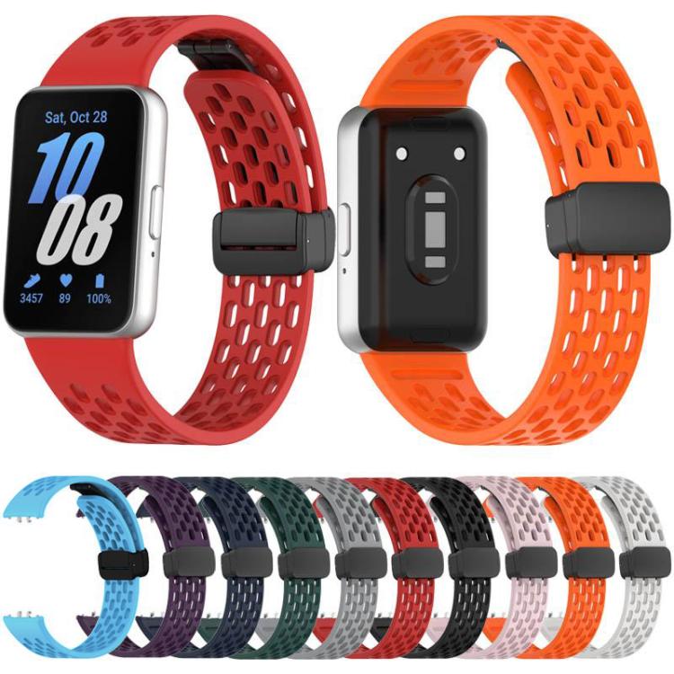 Cinturino per orologio in silicone nero con fibbia magnetica stile foro xDfind, For Galaxy Fit3