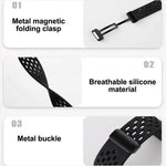 Cinturino per orologio in silicone nero con fibbia magnetica stile foro xDfind, For Galaxy Fit3