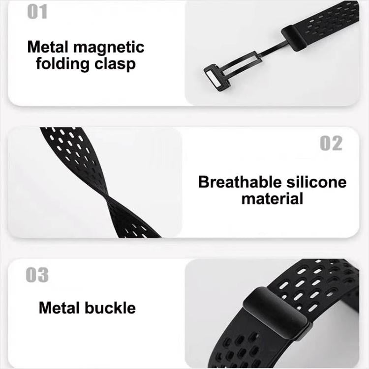 Cinturino per orologio in silicone nero con fibbia magnetica stile foro xDfind, For Galaxy Fit3