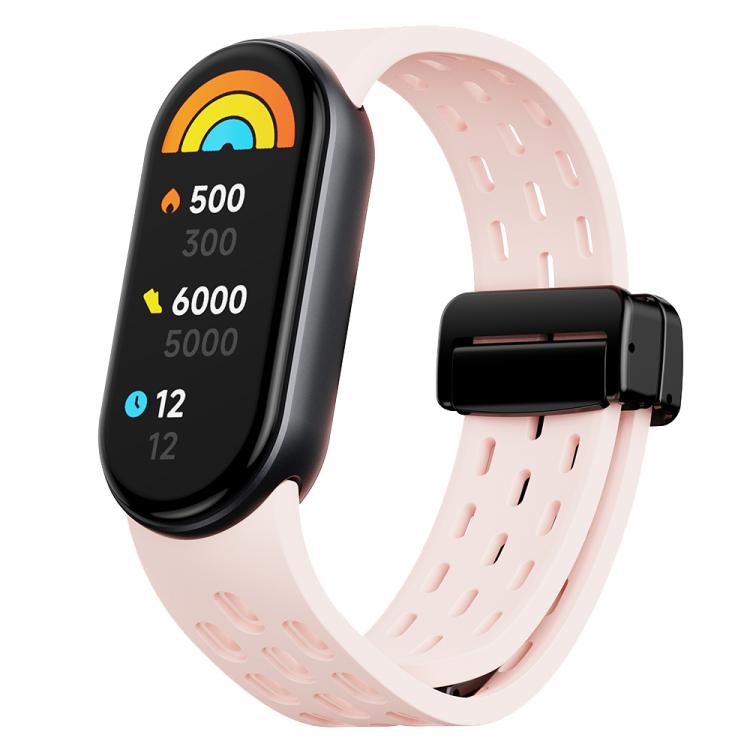 Cinturino per orologio in silicone con fibbia magnetica nera xDfind Holes, For Xiaomi Smart Band 10 / 9 / 8