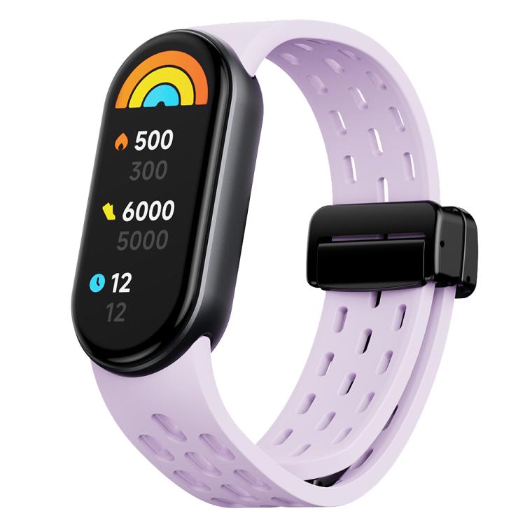 Cinturino per orologio in silicone con fibbia magnetica nera xDfind Holes, For Xiaomi Smart Band 10 / 9 / 8