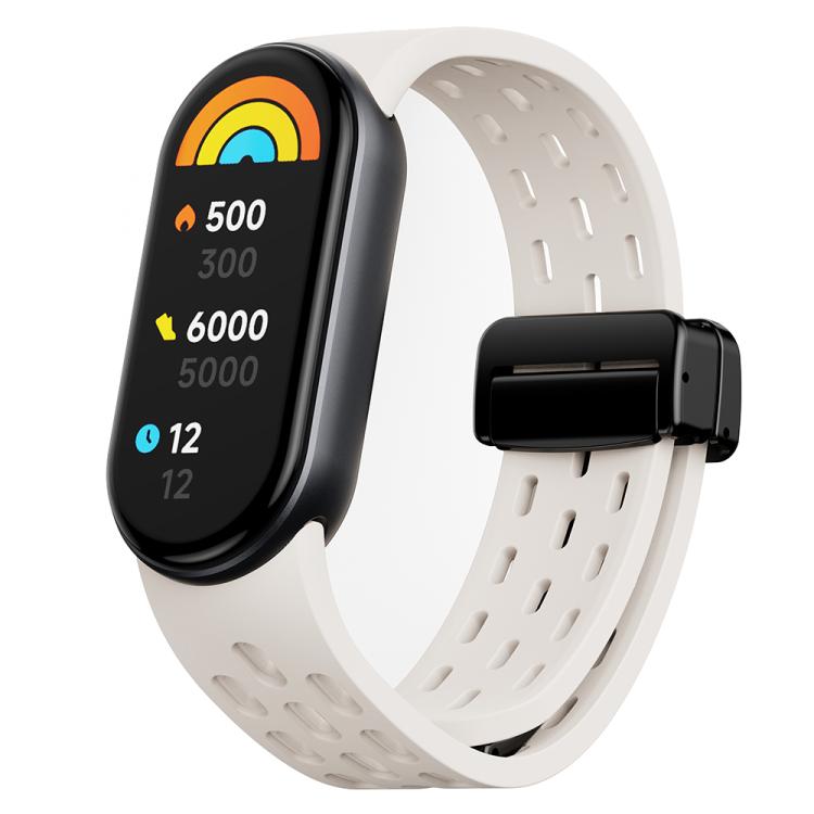 Cinturino per orologio in silicone con fibbia magnetica nera xDfind Holes, For Xiaomi Smart Band 10 / 9 / 8
