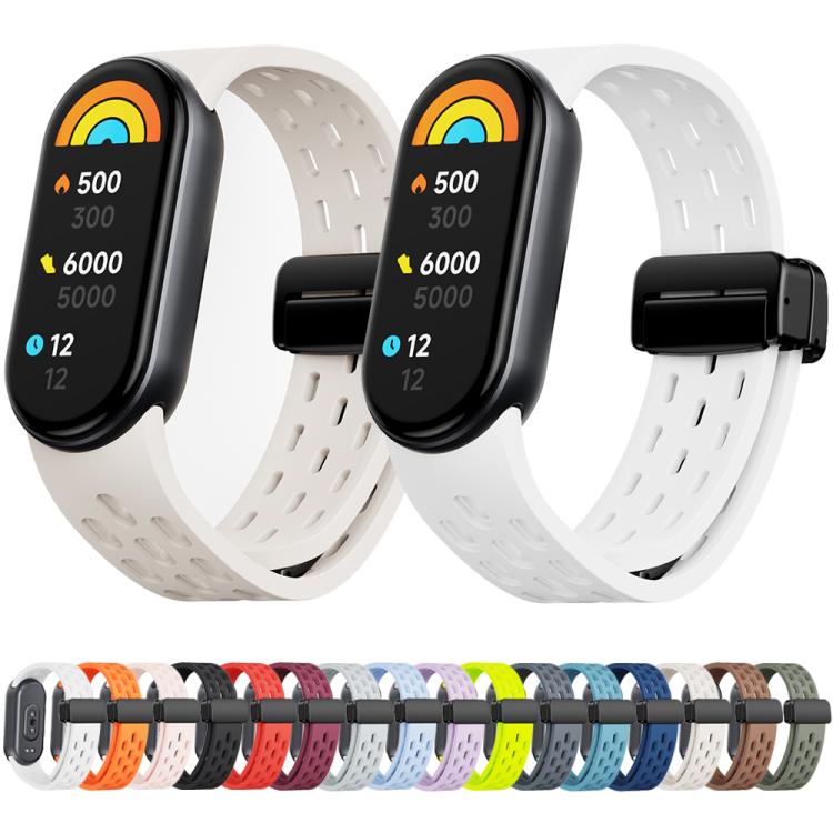 Cinturino per orologio in silicone con fibbia magnetica nera xDfind Holes, For Xiaomi Smart Band 10 / 9 / 8