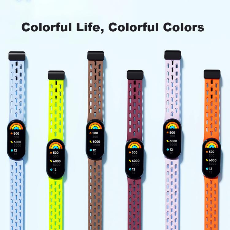 Cinturino per orologio in silicone con fibbia magnetica nera xDfind Holes, For Xiaomi Smart Band 10 / 9 / 8
