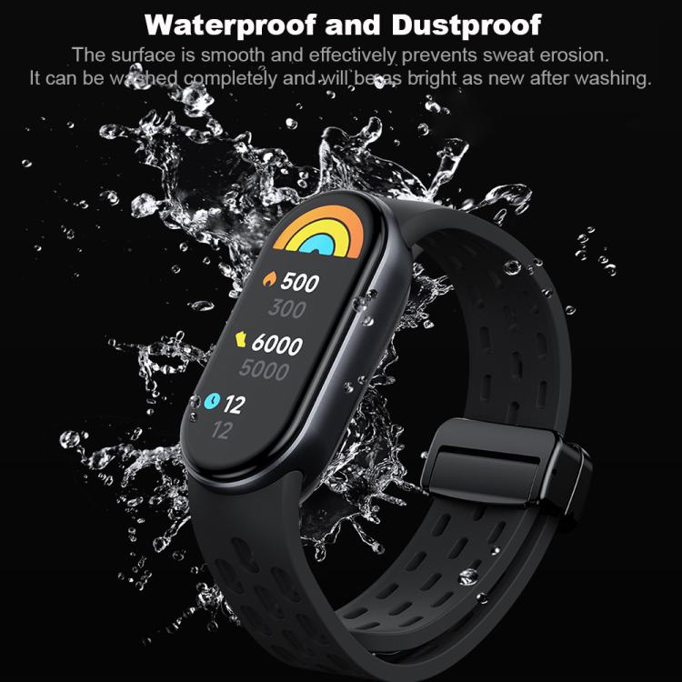 Cinturino per orologio in silicone con fibbia magnetica nera xDfind Holes, For Xiaomi Smart Band 10 / 9 / 8