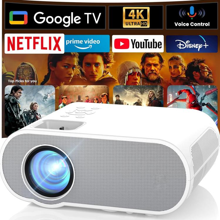 Proiettore intelligente Cheerlux C10 con dongle Google TV versione 2K, risoluzione 1920x1080P e compatibilità 300ANSI., US Plug, UK Plug, AU Plug, EU Plug