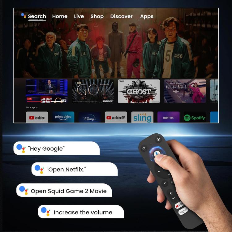 Proiettore intelligente Cheerlux C10 con dongle Google TV versione 2K, risoluzione 1920x1080P e compatibilità 300ANSI., US Plug, UK Plug, AU Plug, EU Plug
