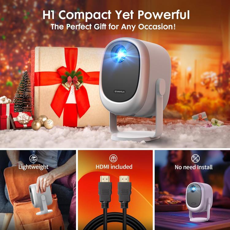 Videoproiettore intelligente Cheerlux H1 Whale OS versione 1280x720P 180ANSI, con stabilizzatore gimbal., US Plug, UK Plug, AU Plug, EU Plug
