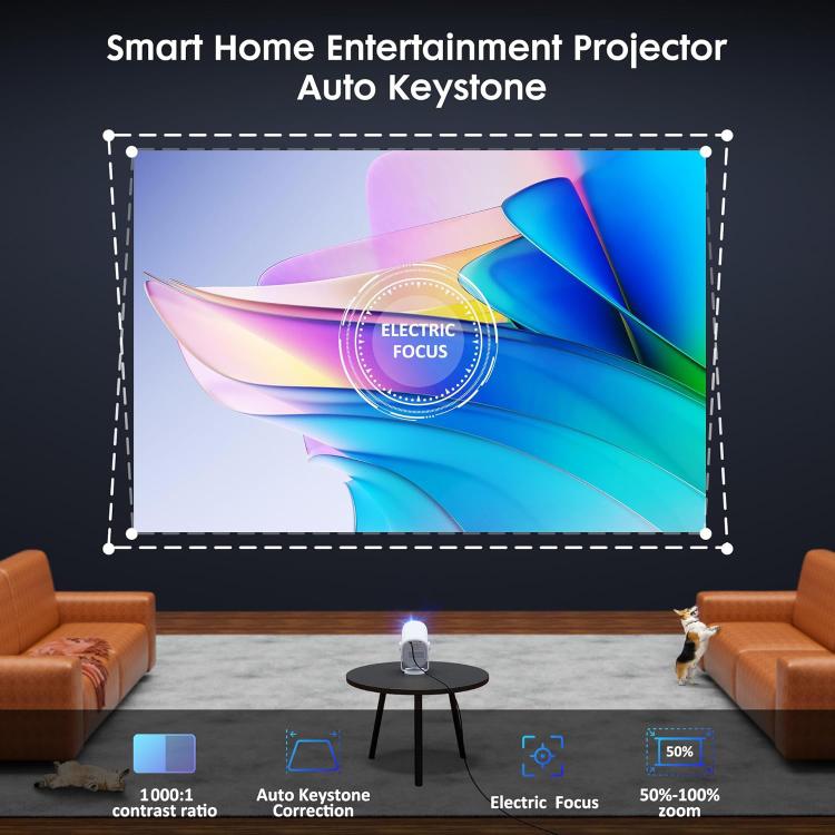 Videoproiettore intelligente Cheerlux H1 Whale OS versione 1280x720P 180ANSI, con stabilizzatore gimbal., US Plug, UK Plug, AU Plug, EU Plug