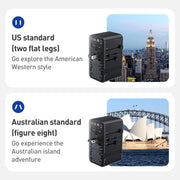 Caricabatterie da viaggio universale GaN MOMAX UA28L 1-World 2 da 205 W con doppia presa CA e 7 porte, con cavo da 140 W., UA28L