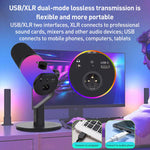 Microfono dinamico XTUGA ZX-777 XLR USB-C con luce RGB