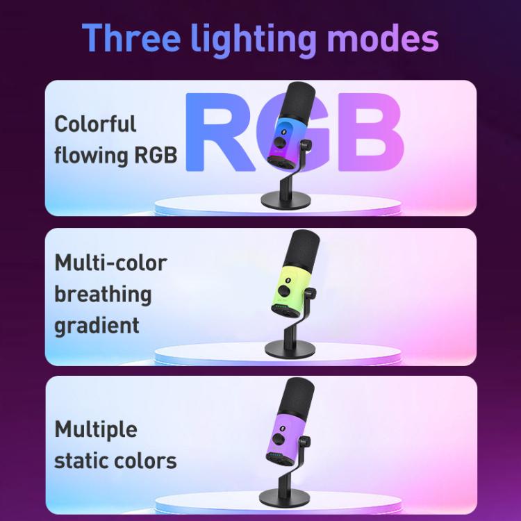 Microfono dinamico XTUGA ZX-777 XLR USB-C con luce RGB