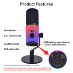 Microfono dinamico XTUGA ZX-777 XLR USB-C con luce RGB