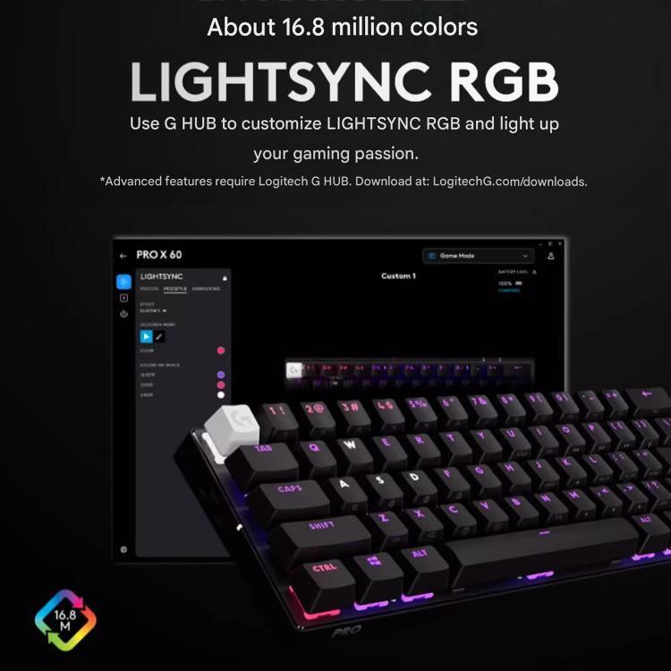 Logitech G PRO X 60 LIGHTSPEED Wireless Gaming Keyboard, GX-L Optical Switches
