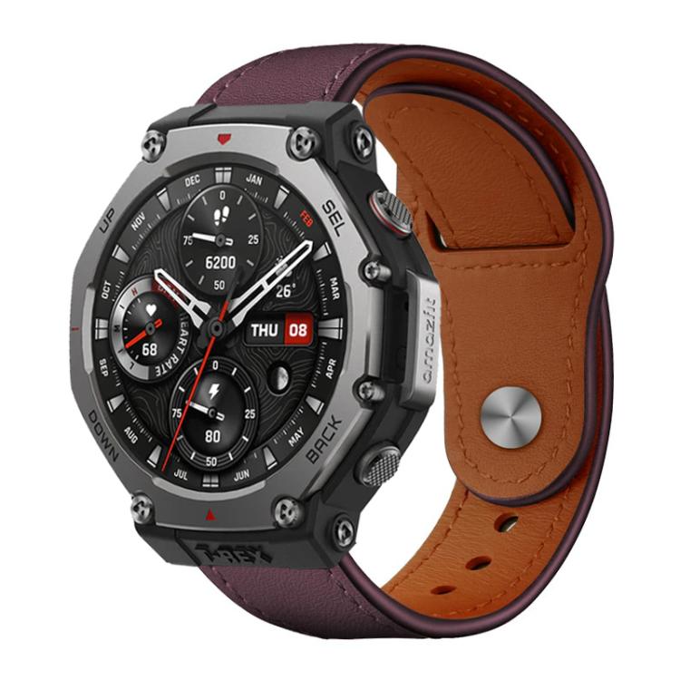 Cinturino per orologio xDfind con fibbia a rivetto in vera pelle, For Amazfit T-Rex 3