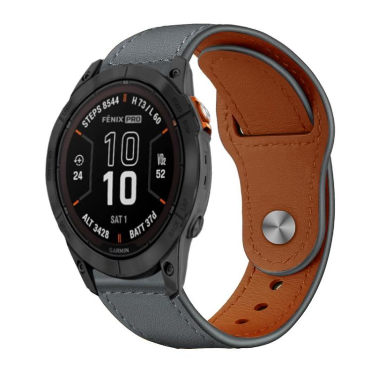 Cinturino per orologio xDfind con fibbia a rivetto in vera pelle, For Garmin Fenix 8/7X/6X/5X 26mm, For Garmin Fenix 8/7/6/5 22mm