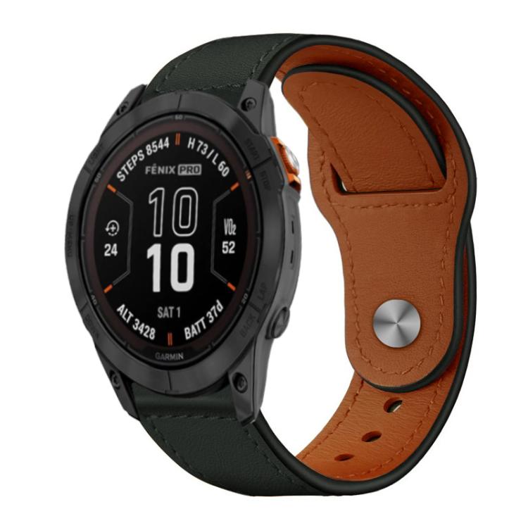 Cinturino per orologio xDfind con fibbia a rivetto in vera pelle, For Garmin Fenix 8/7X/6X/5X 26mm, For Garmin Fenix 8/7/6/5 22mm