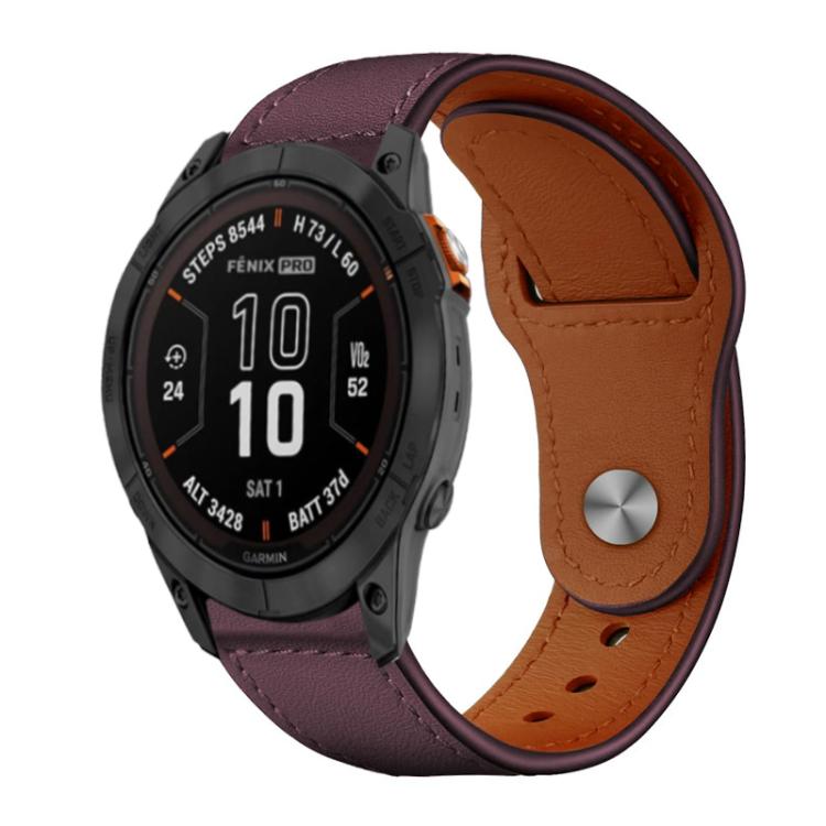 Cinturino per orologio xDfind con fibbia a rivetto in vera pelle, For Garmin Fenix 8/7X/6X/5X 26mm, For Garmin Fenix 8/7/6/5 22mm